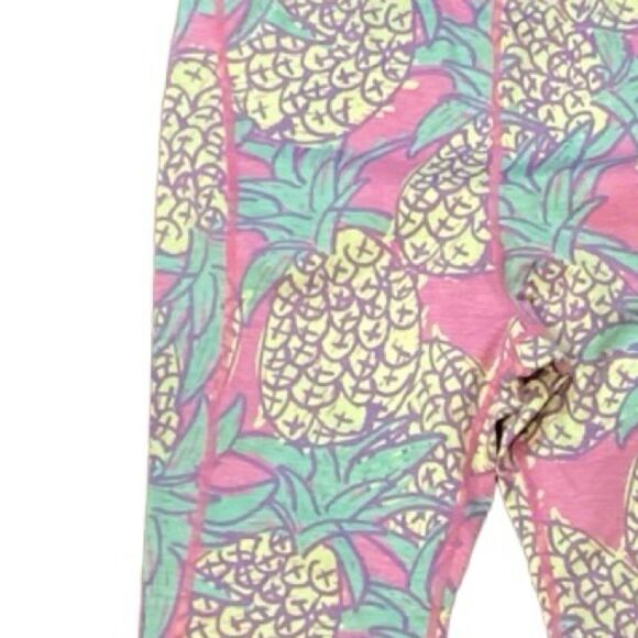 Ivory Ella Pineapple Print Cropped Leggings Pink Yoga Running Size Small - Picture 9 of 9